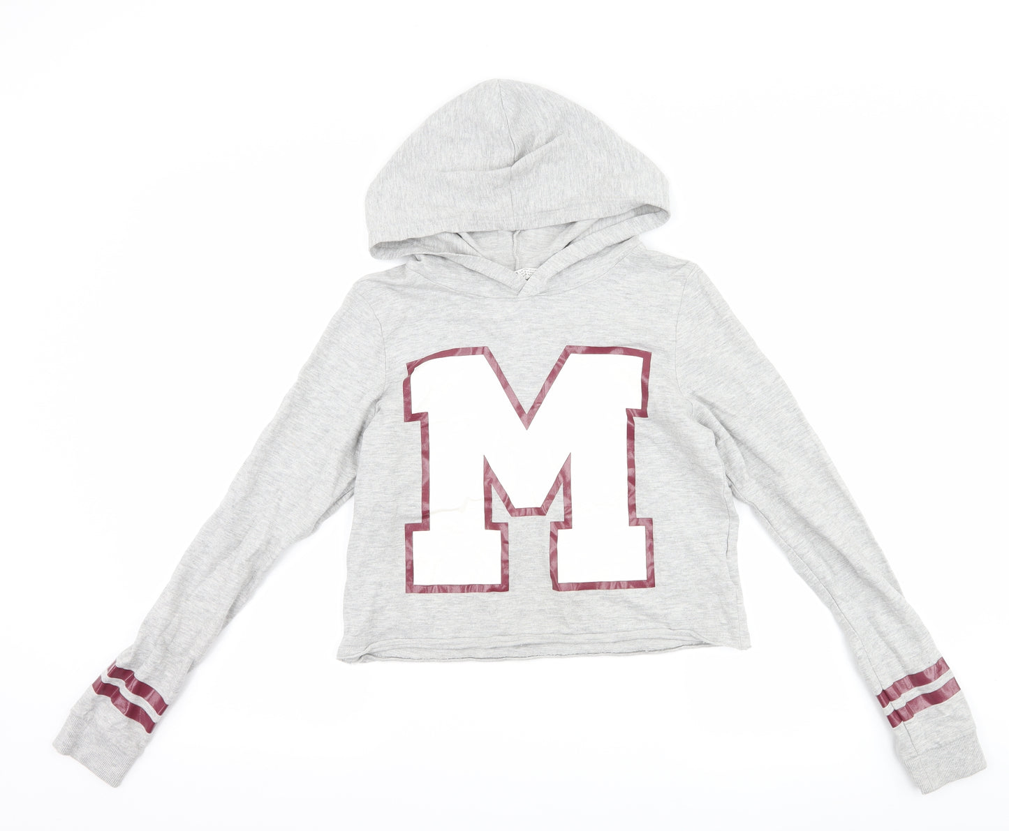 H&M Girls Grey   Pullover Hoodie Size 13-14 Years  - graphic