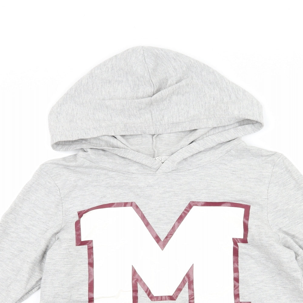 H&M Girls Grey   Pullover Hoodie Size 13-14 Years  - graphic