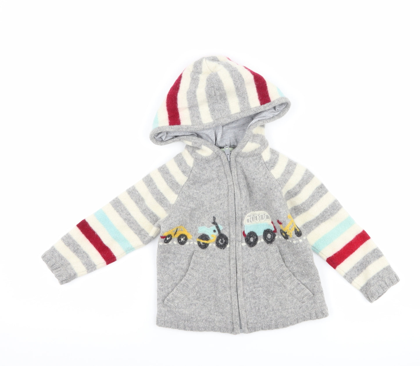 Monsoon Boys Grey  Knit Jacket  Size 3-4 Years  - cars