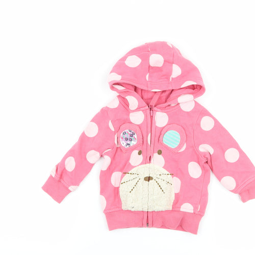 NEXT Girls Pink Polka Dot  Jacket  Size 6-9 Months  - Animal face