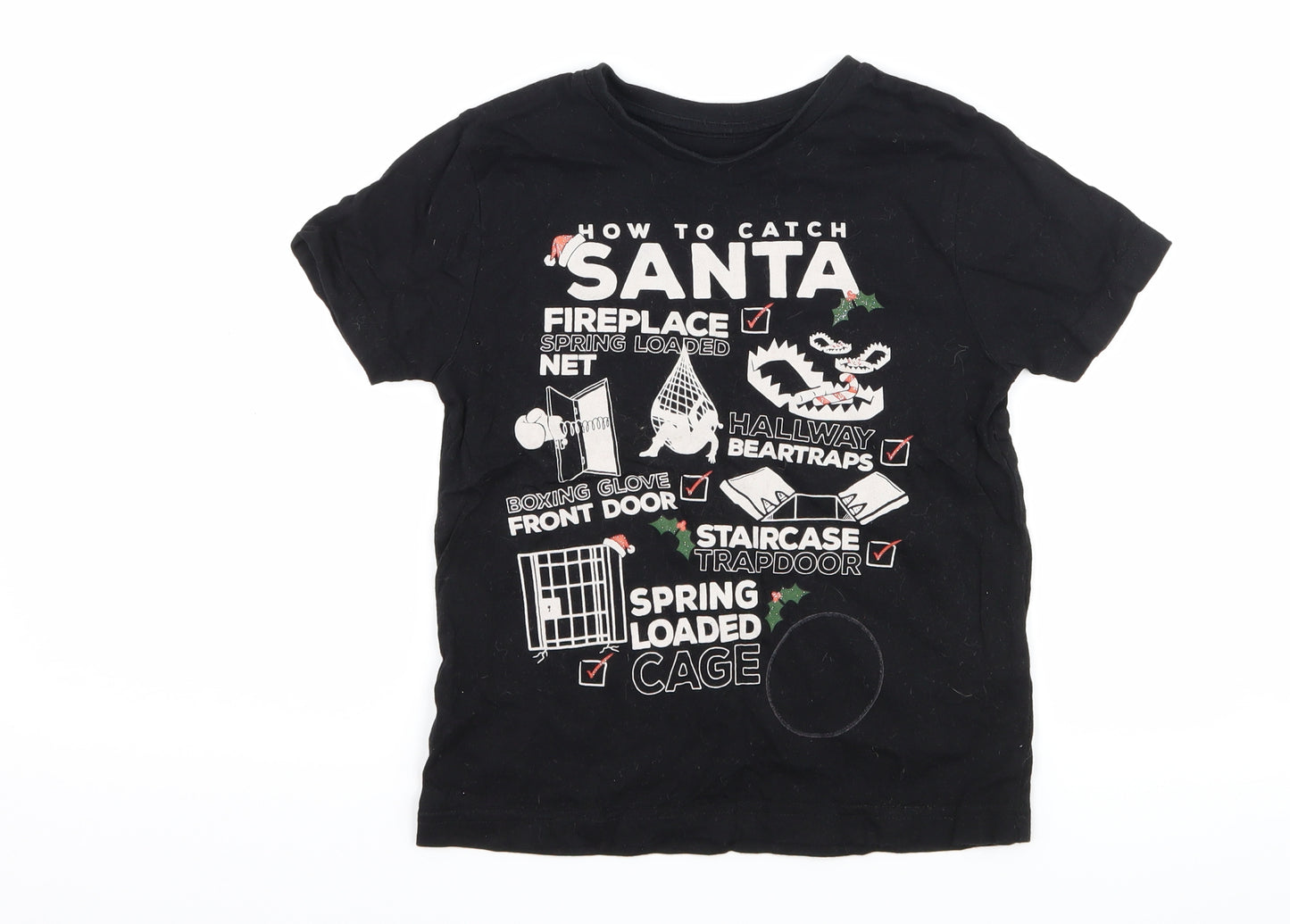 Primark Boys Black Batik  Basic T-Shirt Size 5-6 Years  - chrismtas