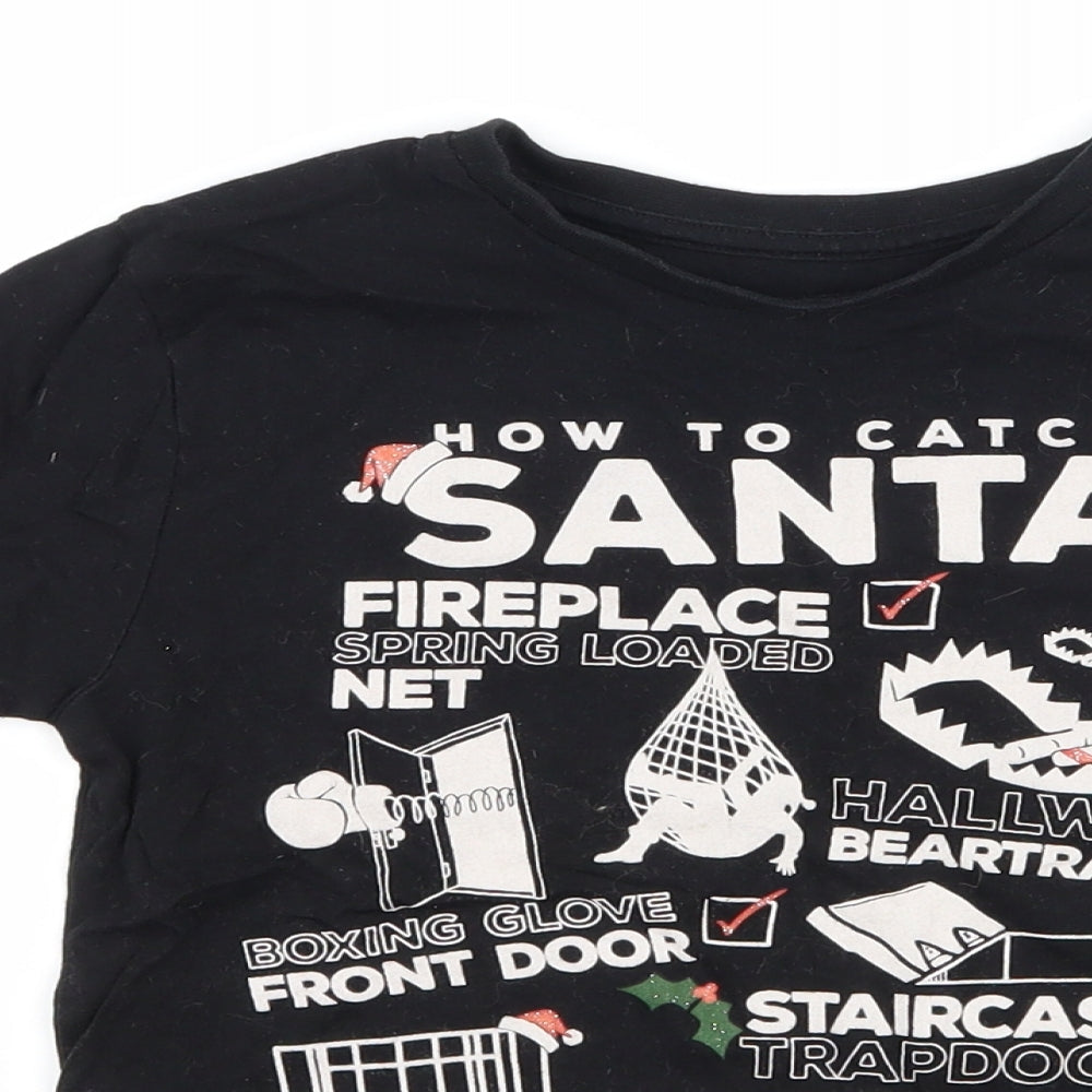 Primark Boys Black Batik  Basic T-Shirt Size 5-6 Years  - chrismtas
