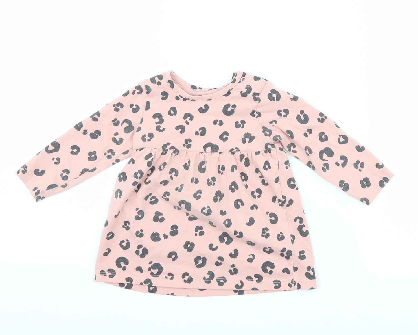 TU Girls Pink Animal Print  T-Shirt Dress  Size 3-6 Months