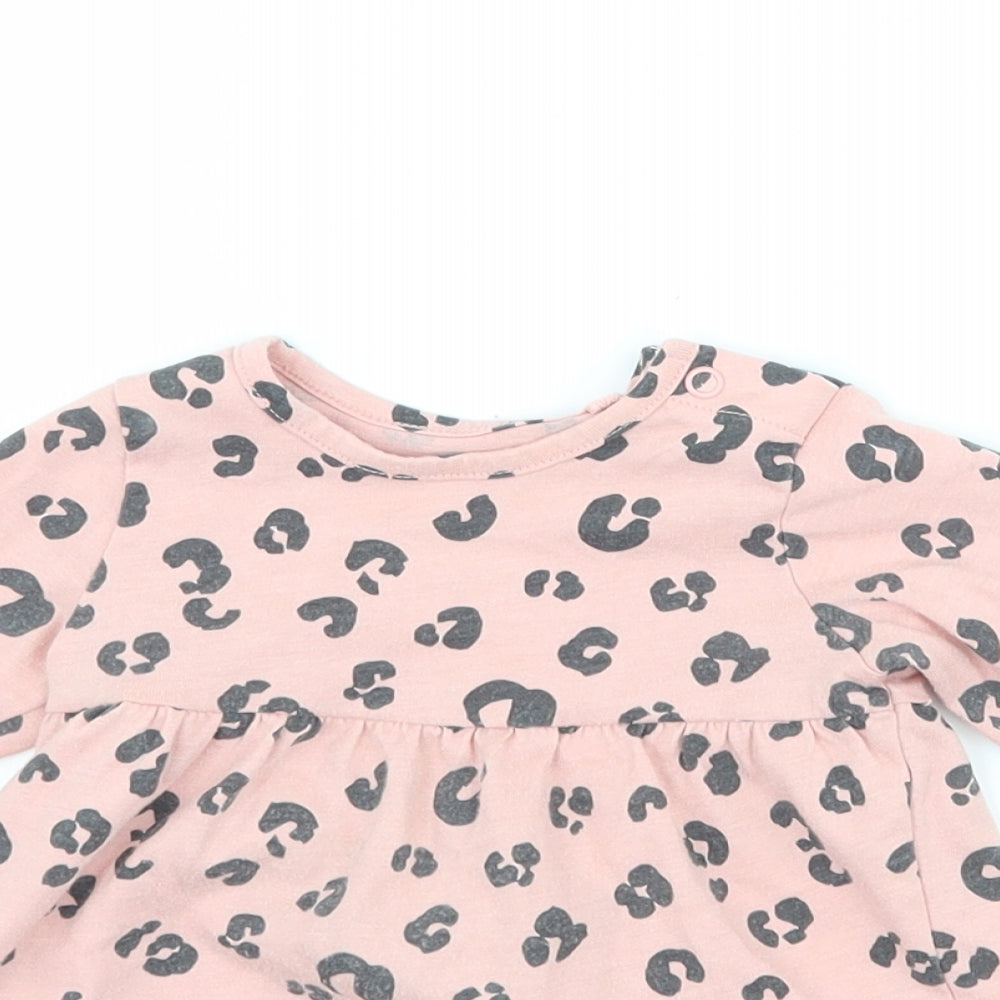 TU Girls Pink Animal Print  T-Shirt Dress  Size 3-6 Months
