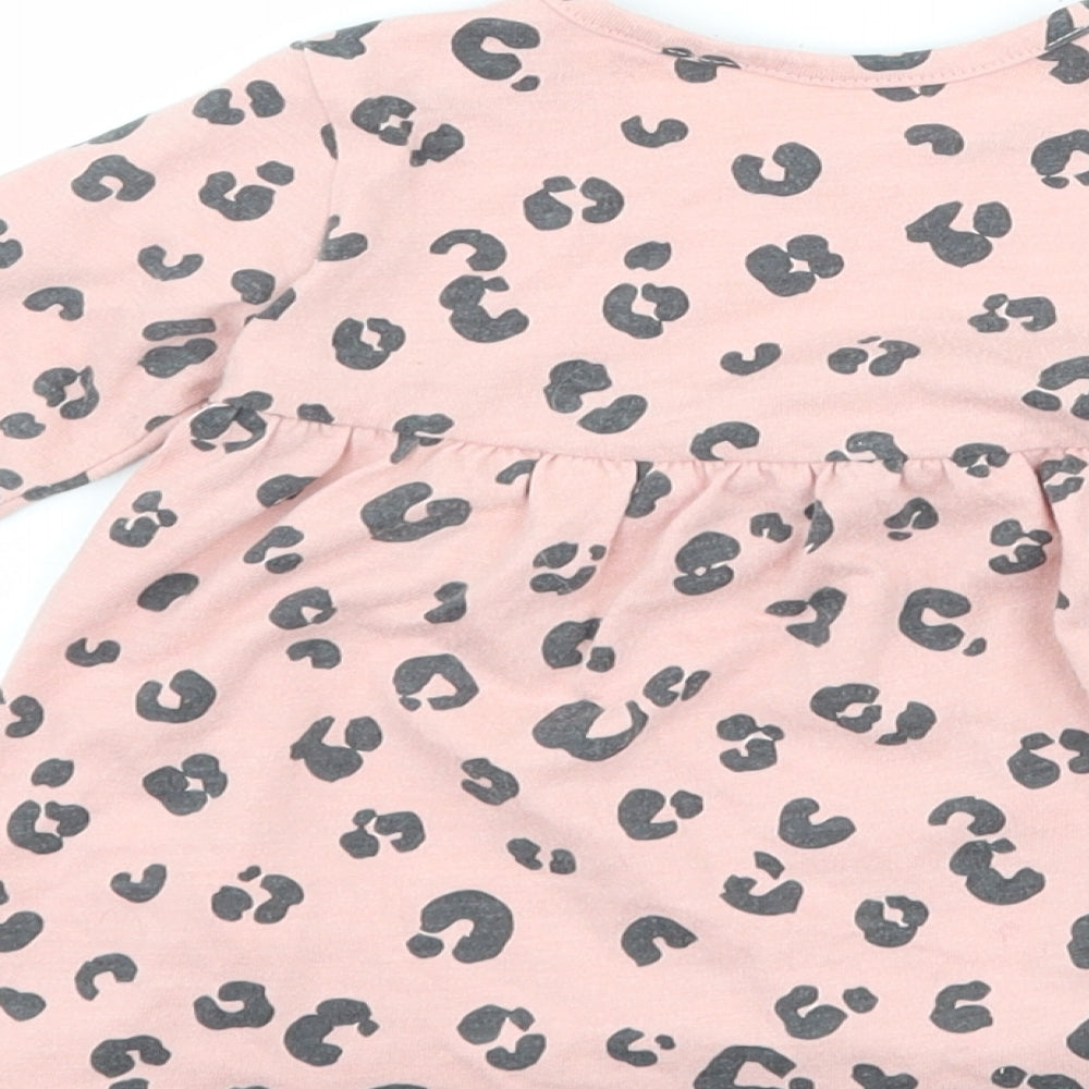 TU Girls Pink Animal Print  T-Shirt Dress  Size 3-6 Months