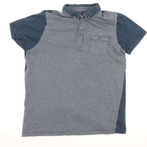 Matalan Mens Blue Geometric   Polo Size L