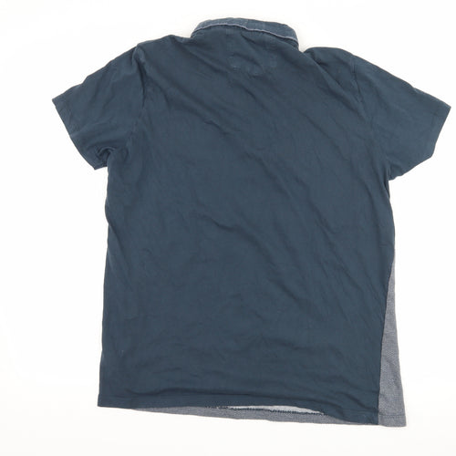 Matalan Mens Blue Geometric   Polo Size L
