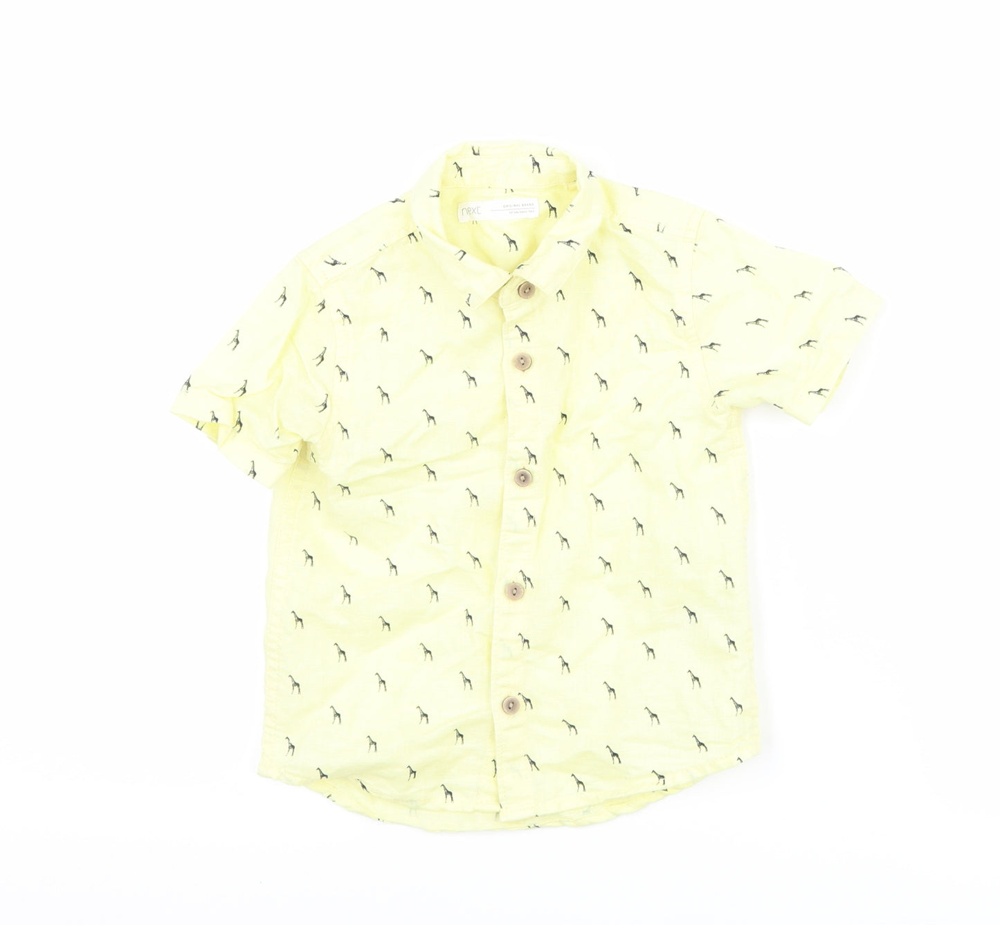 NEXT Boys Yellow   Basic Button-Up Size 12-18 Months  - Giraffe
