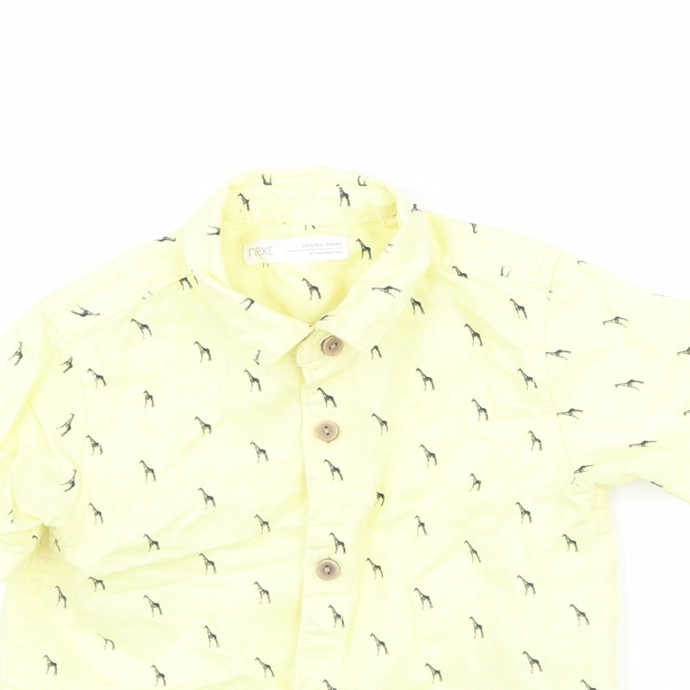 NEXT Boys Yellow   Basic Button-Up Size 12-18 Months  - Giraffe