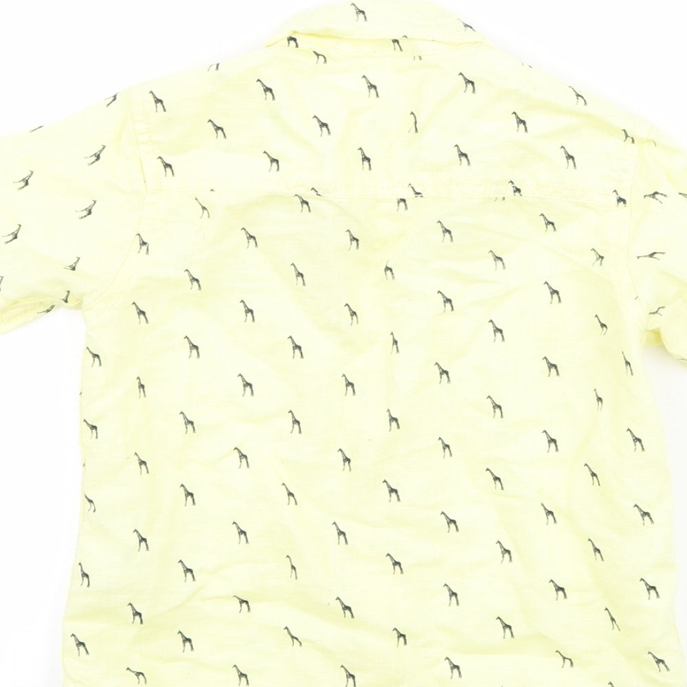 NEXT Boys Yellow   Basic Button-Up Size 12-18 Months  - Giraffe