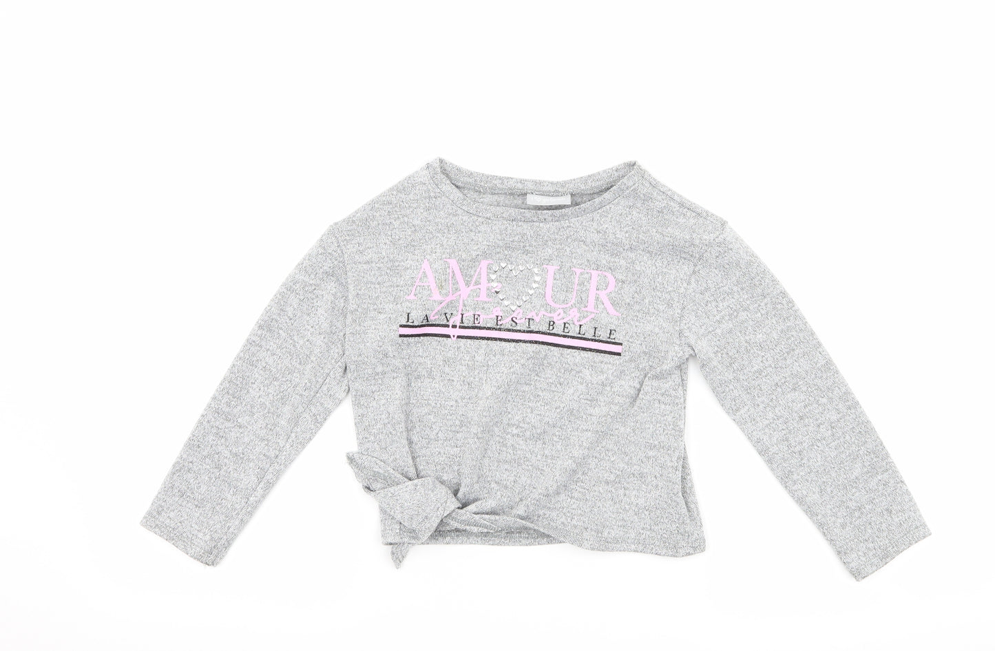 Matalan Girls Silver   Basic T-Shirt Size 5 Years  - amour
