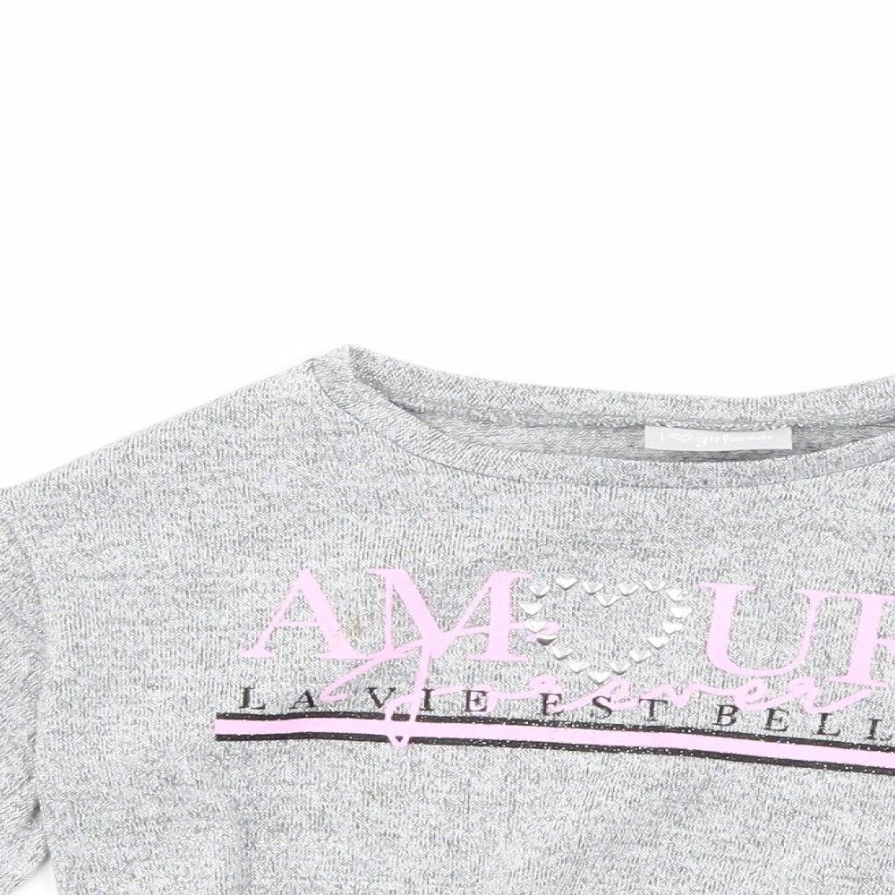 Matalan Girls Silver   Basic T-Shirt Size 5 Years  - amour