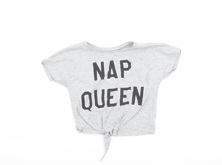Minoti Girls Grey Basic T-Shirt Size 4-5 Years - Nap Queen
