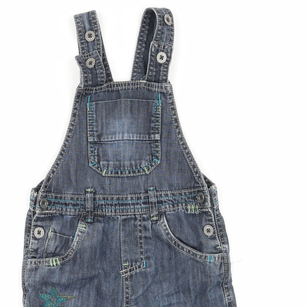 NEXT Boys Blue  Denim Dungaree One-Piece Size 12-18 Months  - DInosaur