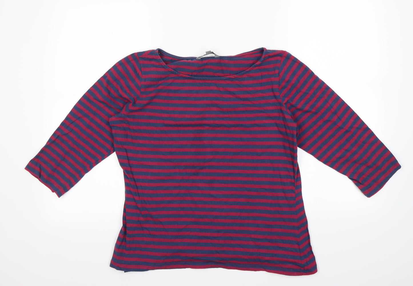 Lily & Me Womens Multicoloured Striped  Basic T-Shirt Size 16