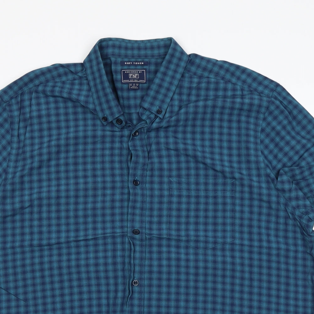 F&F Mens Multicoloured Check   Button-Up Size XL