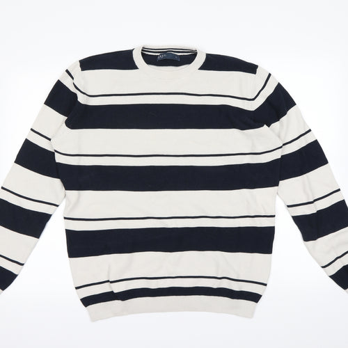 Easy  Mens Multicoloured Striped  Pullover Jumper Size L