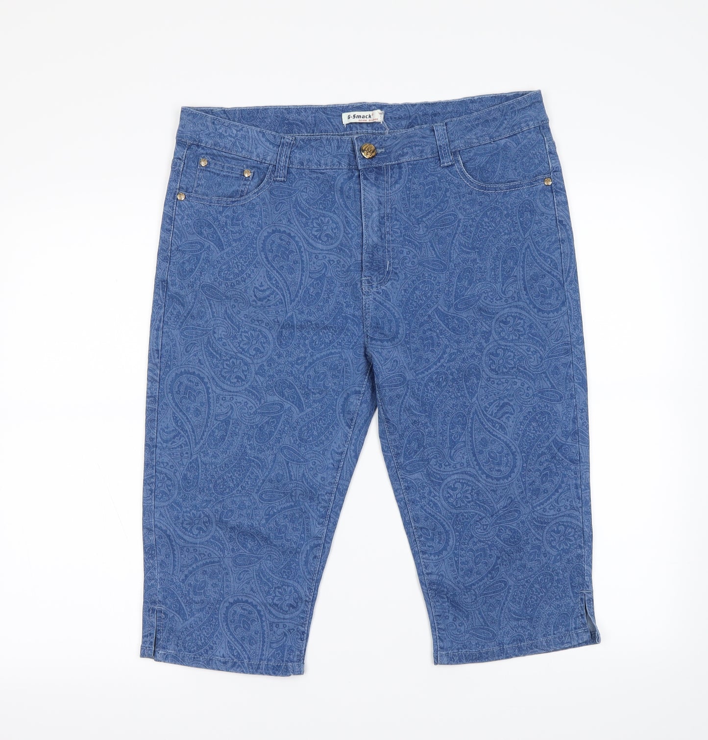 g-smack Womens Blue Geometric  Boyfriend Shorts Size 3XL