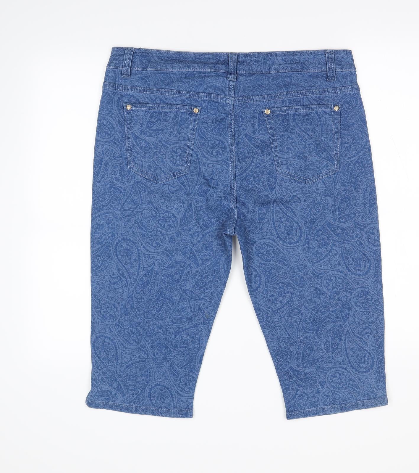 g-smack Womens Blue Geometric  Boyfriend Shorts Size 3XL