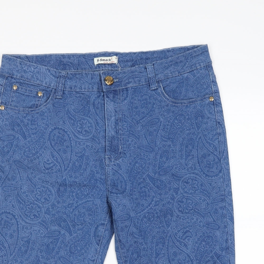 g-smack Womens Blue Geometric  Boyfriend Shorts Size 3XL