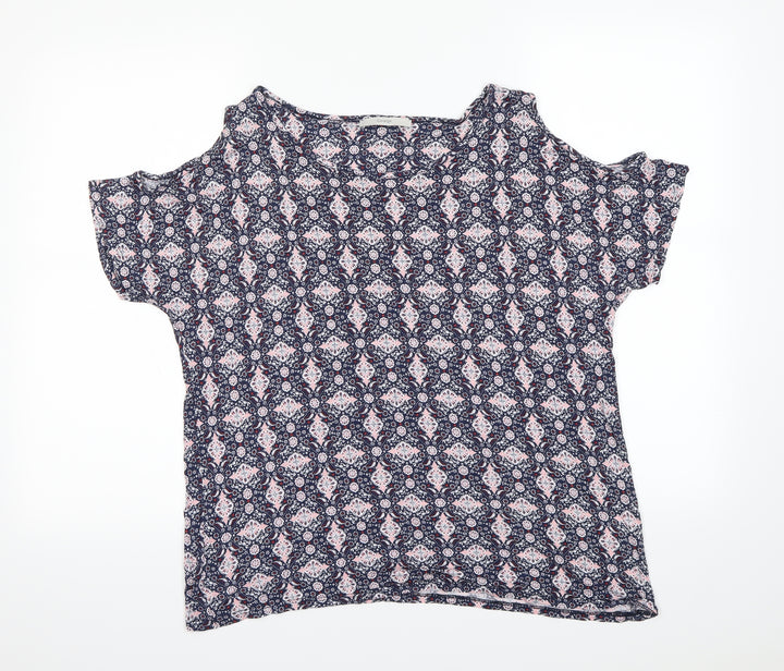 George Womens Ivory Geometric Basic T-Shirt Size 14