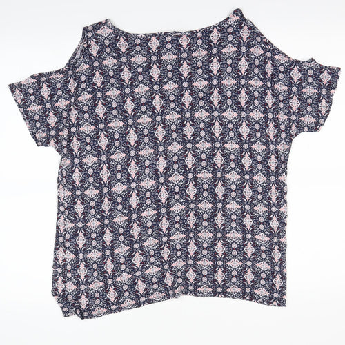 George Womens Ivory Geometric  Basic T-Shirt Size 14