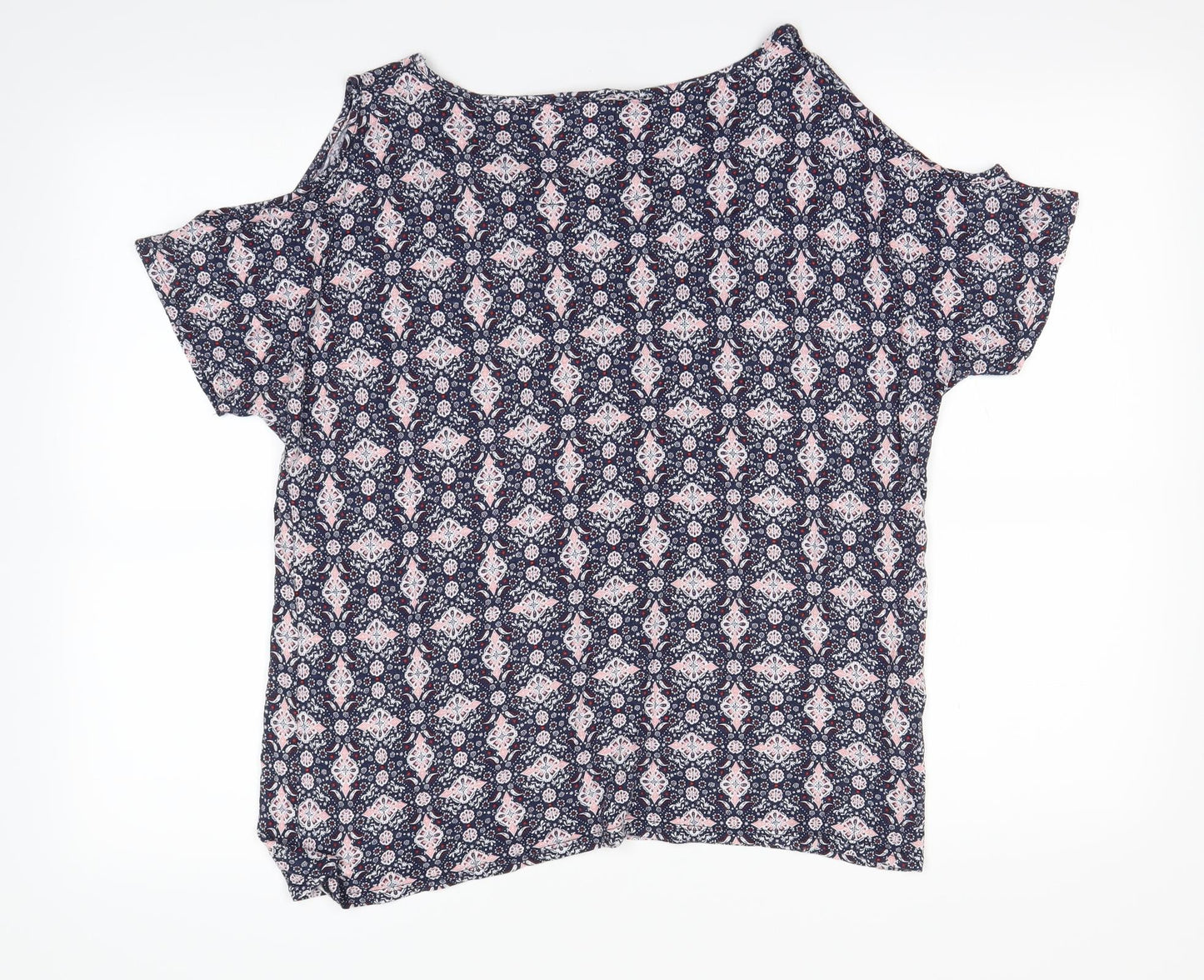 George Womens Ivory Geometric  Basic T-Shirt Size 14
