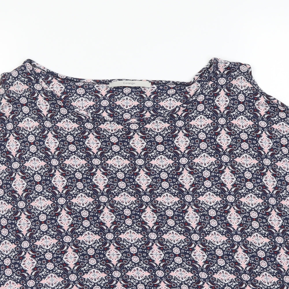 George Womens Ivory Geometric  Basic T-Shirt Size 14