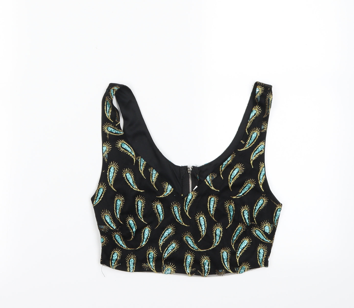 Preworn Womens Black Animal Print  Cropped Tank Size S