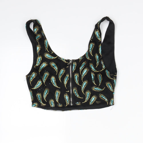 Preworn Womens Black Animal Print  Cropped Tank Size S