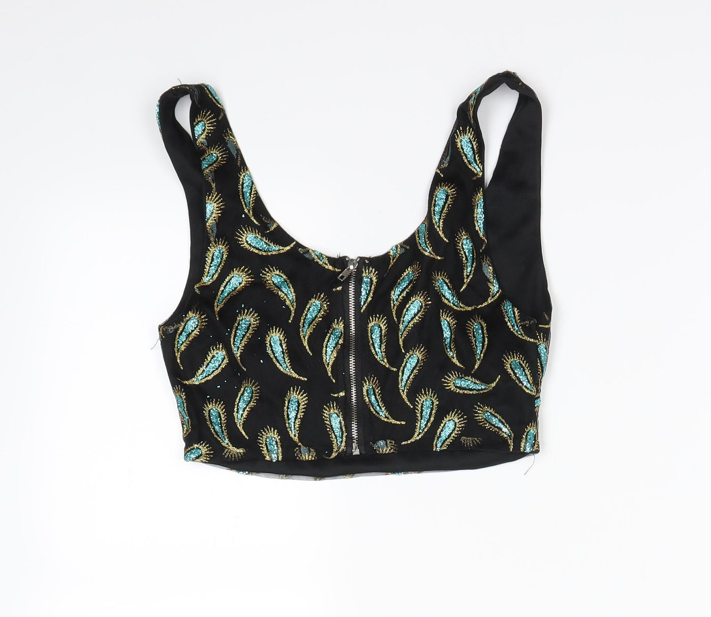 Preworn Womens Black Animal Print  Cropped Tank Size S