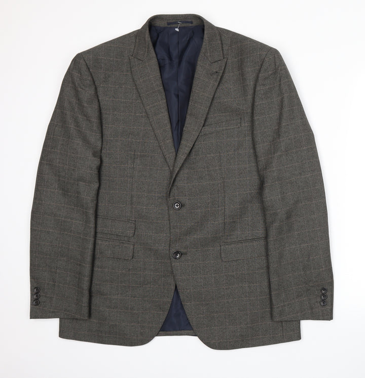 NEXT Mens Grey Plaid Jacket Suit Jacket Size L