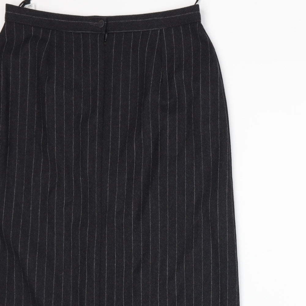 Marks and Spencer Womens Grey Striped  A-Line Skirt Size 18