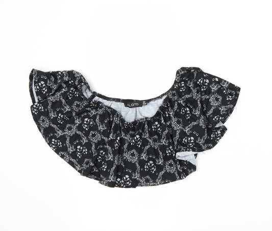 Front view of #LOTD women’s black paisley cropped t-shirt, size UK 8
