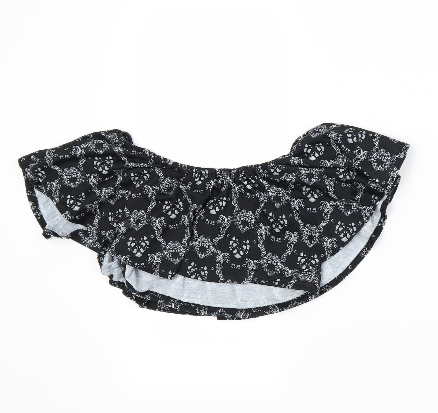 #LOTD Womens Black Paisley  Cropped T-Shirt Size 8