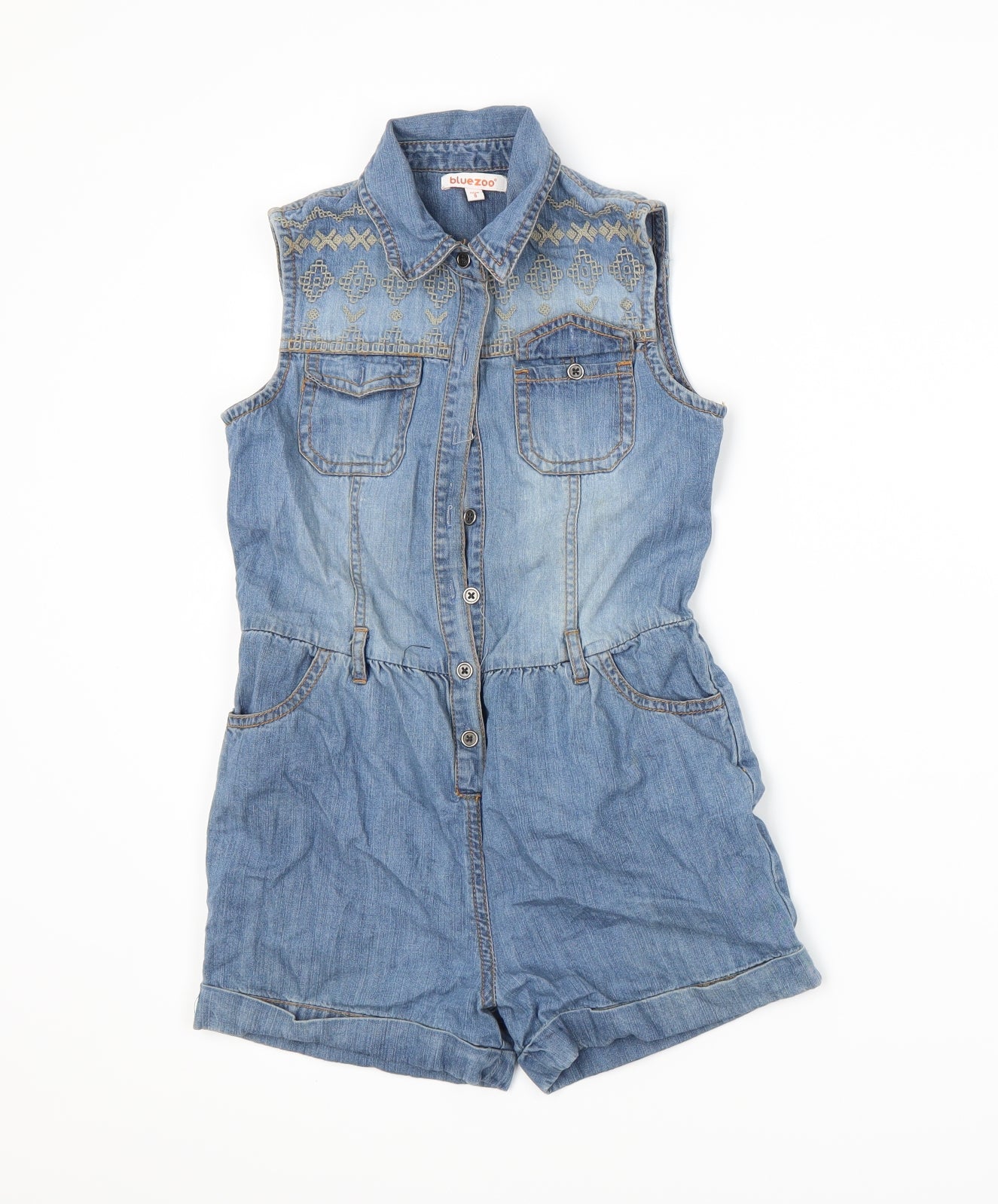 Blue Zoo Girls Blue   Romper One-Piece Size 8 Years