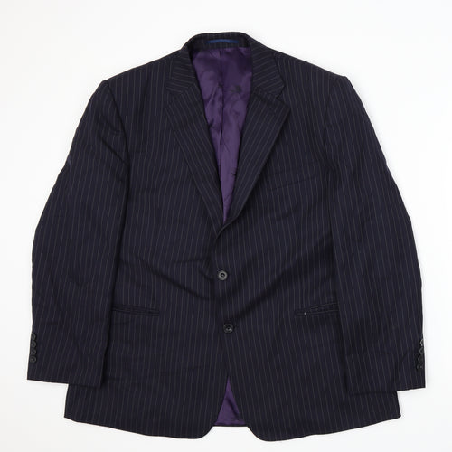 Paul Costelloe Mens Blue Striped  Jacket Suit Jacket Size XL