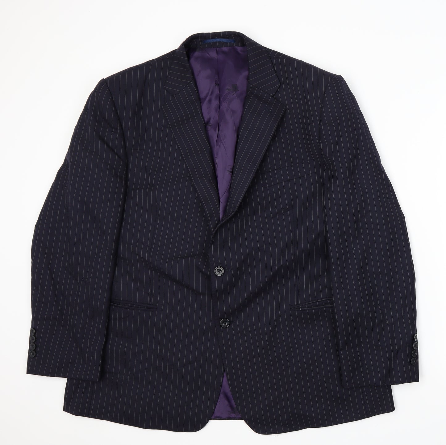 Paul Costelloe Mens Blue Striped  Jacket Suit Jacket Size XL