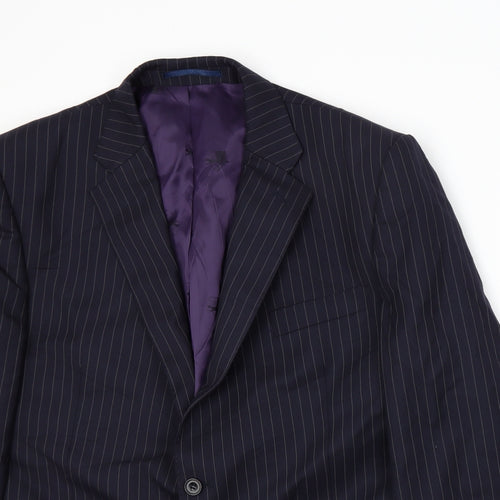 Paul Costelloe Mens Blue Striped  Jacket Suit Jacket Size XL