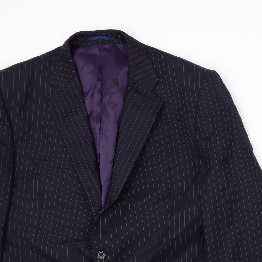 Paul Costelloe Mens Blue Striped  Jacket Suit Jacket Size XL