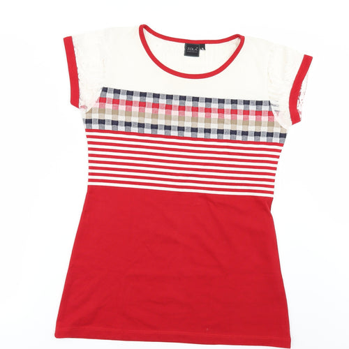 ZOLA Womens Red Striped  Basic T-Shirt Size XL