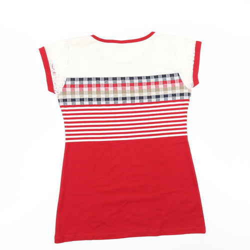 ZOLA Womens Red Striped  Basic T-Shirt Size XL