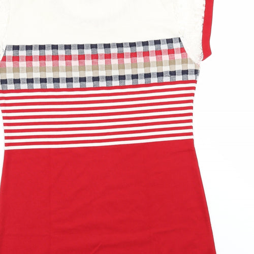 ZOLA Womens Red Striped  Basic T-Shirt Size XL