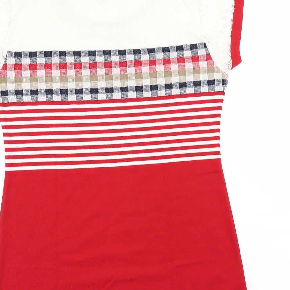 ZOLA Womens Red Striped  Basic T-Shirt Size XL