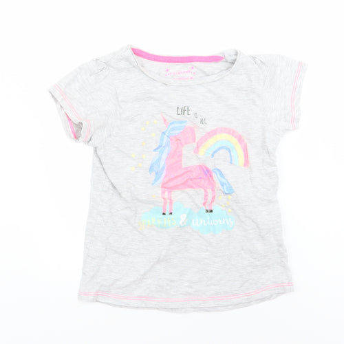 Primark Girls Grey   Basic T-Shirt Size 6-7 Years