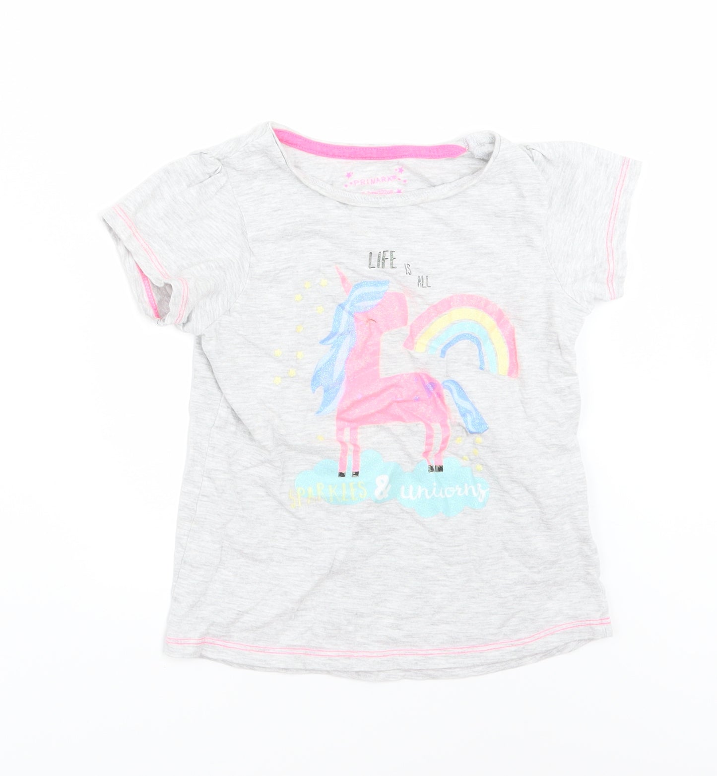 Primark Girls Grey   Basic T-Shirt Size 6-7 Years