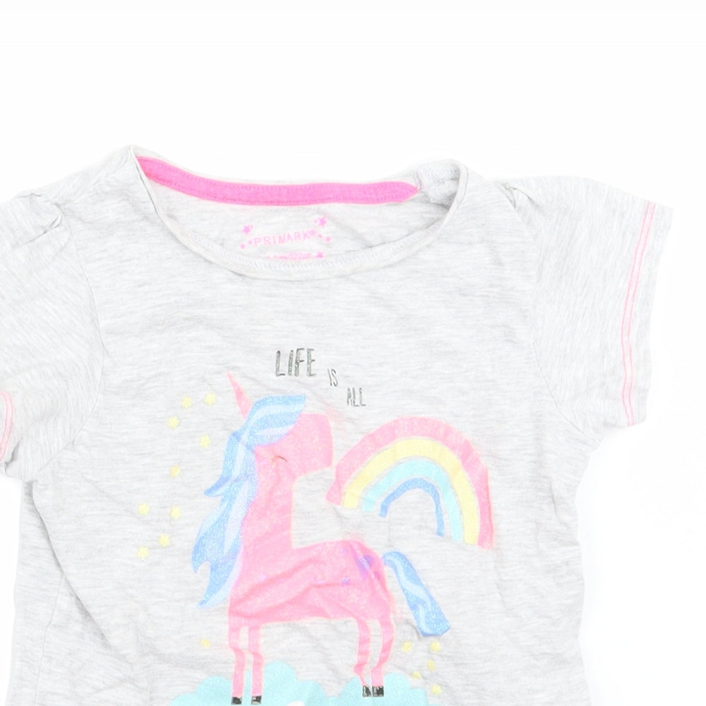 Primark Girls Grey   Basic T-Shirt Size 6-7 Years