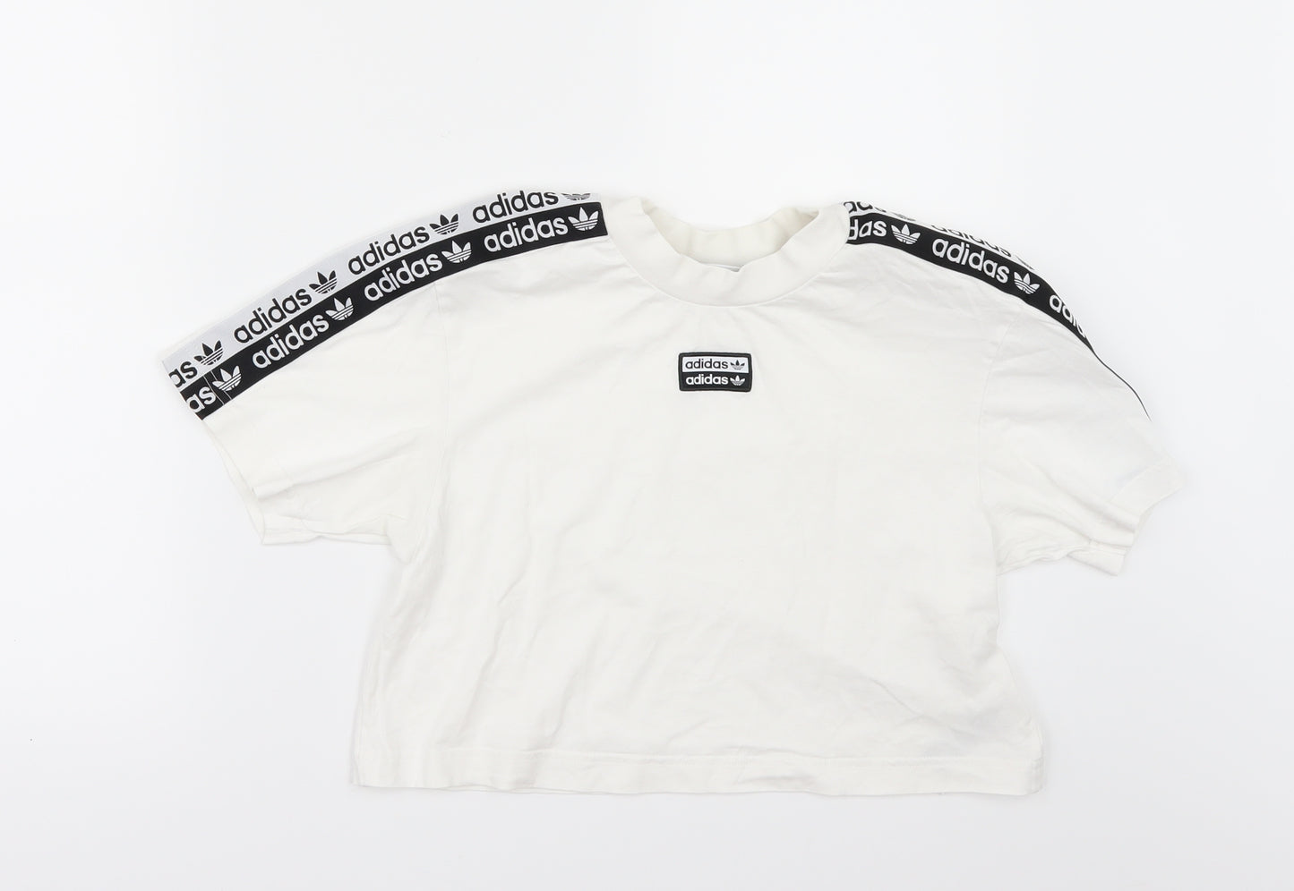 adidas Womens White   Cropped T-Shirt Size 10