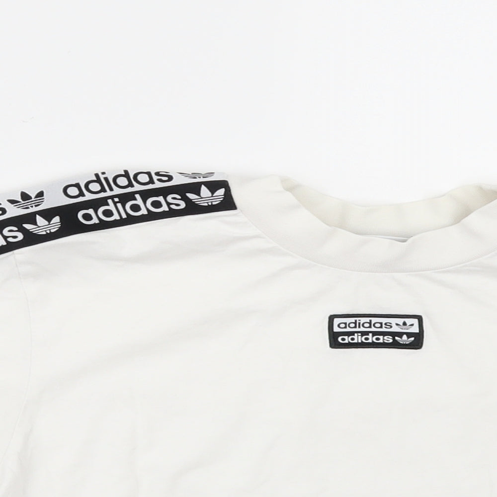 adidas Womens White   Cropped T-Shirt Size 10
