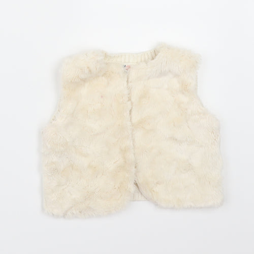 H&M Girls Ivory   Jacket Waistcoat Size 3-4 Years  - fur front